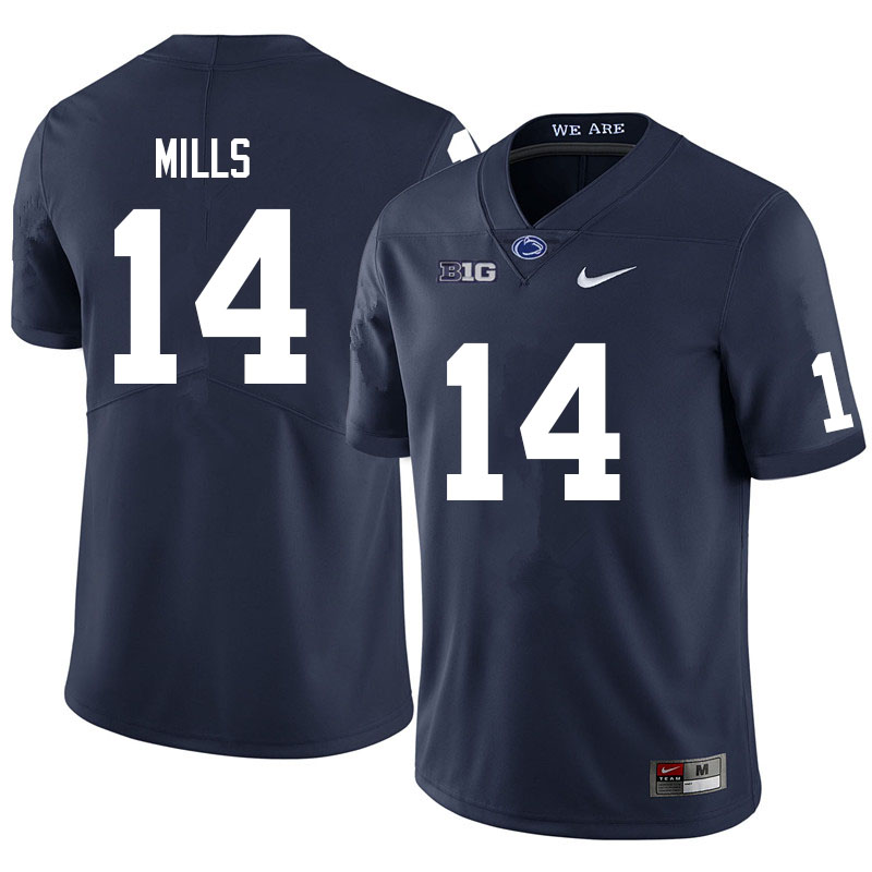 Men #14 Tyrece Mills Penn State Nittany Lions College Football Jerseys Sale-Navy
